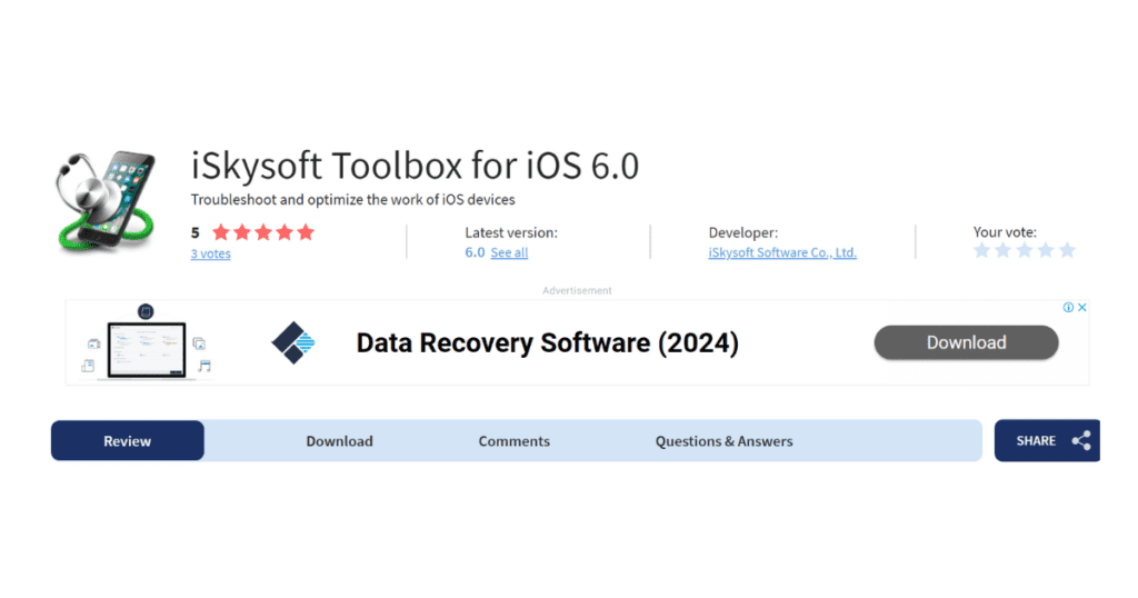  Best recovery software for iphone-iSkysoft Toolbox - Recover (iOS)