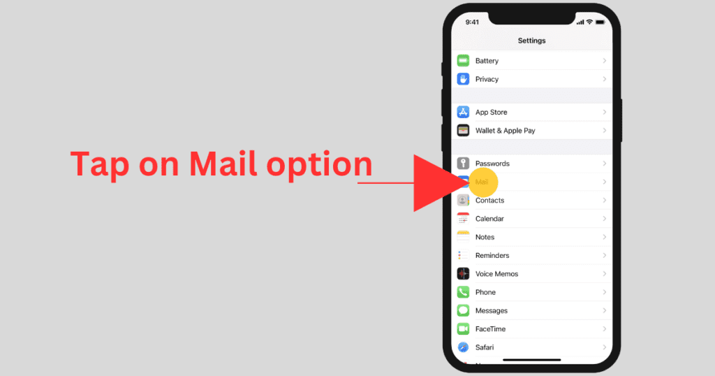 Tap on mail option